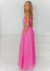 Linen Cut-Out Maxi Dress - Pink