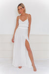 Linen Slit  Dress - White