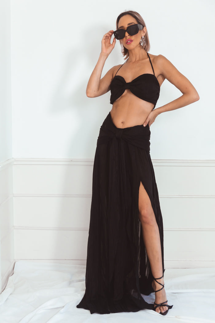 Zahana Two-Piece Skirt Set - Black
