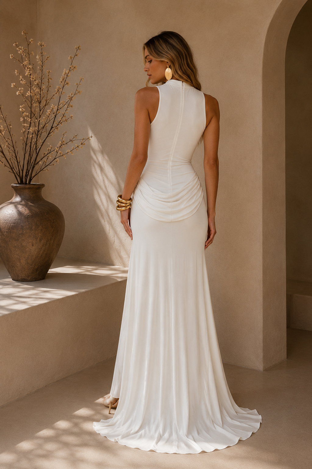 The Sculpted Drape Gown – Ivory - Haute & Rebellious
