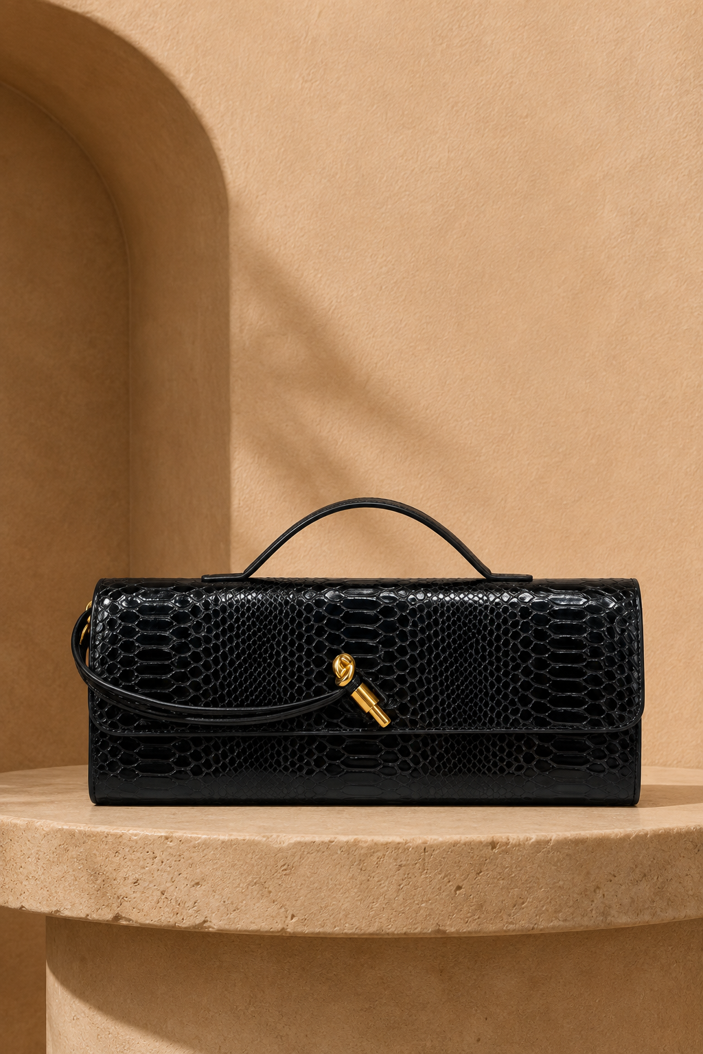 Aurelia Croc-Embossed Long Clutch Bag