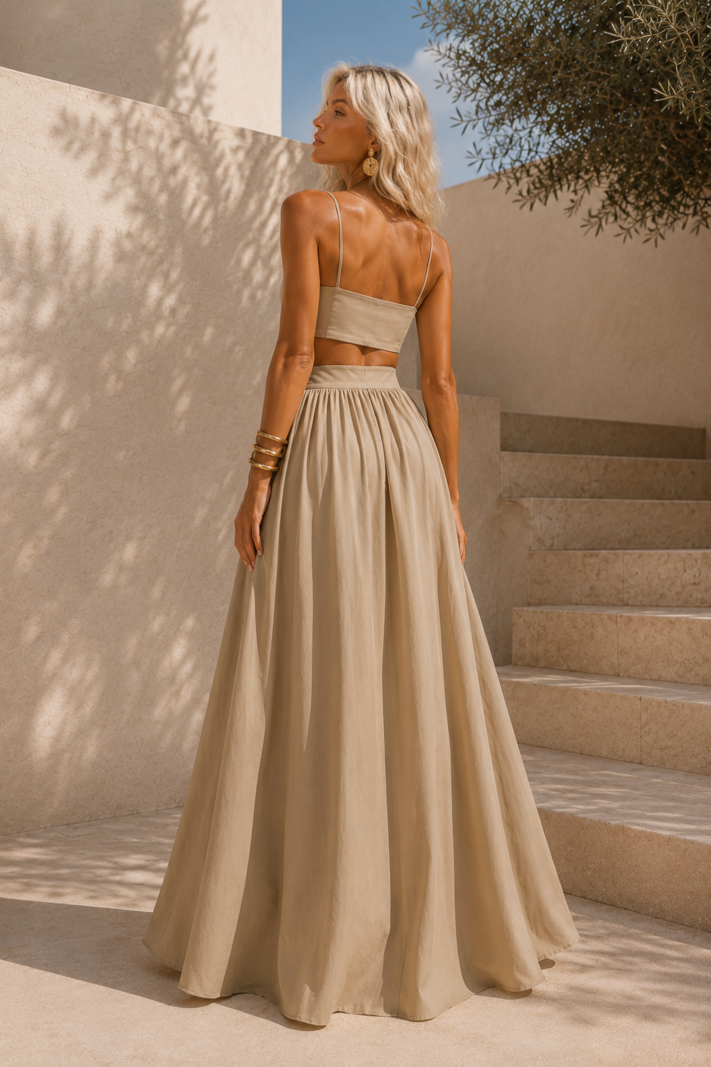 Solara Two-Piece Maxi Skirt Set - Sand