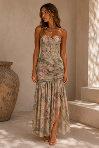 Romantic Floral Corset Midi Maxi Dress