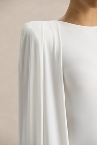 Ivory Sculpted Cape Maxi Dress - Haute & Rebellious