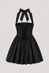 The Positano Bow-Back Mini Dress – Black