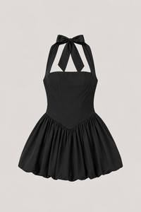 The Positano Bow-Back Mini Dress – Black