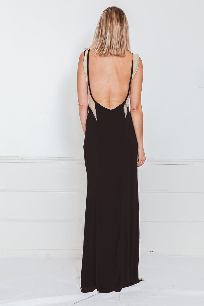 Elegant Maxi Dress with Contrast Detail
