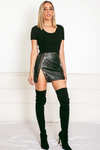 Snake Vegan Leather Mini Skirt - Olive
