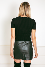 Snake Vegan Leather Mini Skirt - Olive