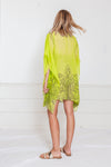 Embellished Beach Cover-Up Tunic - Lime