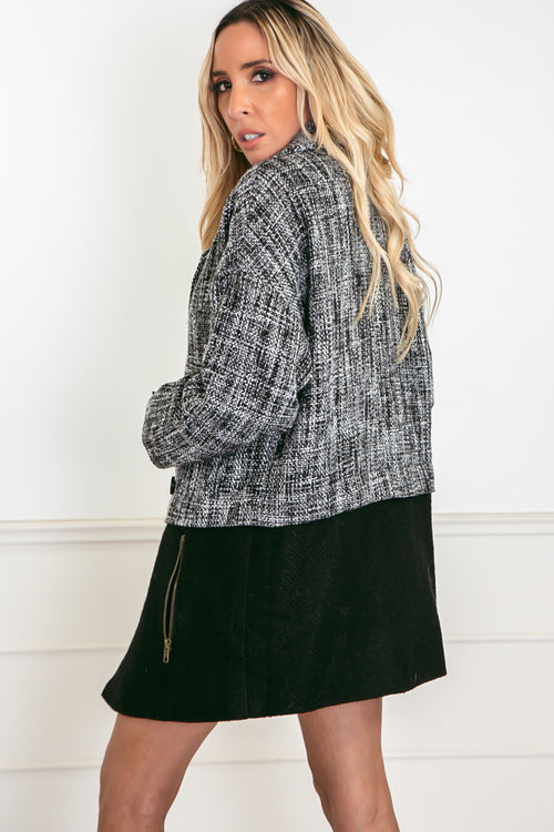 Woven Coat with Contrast