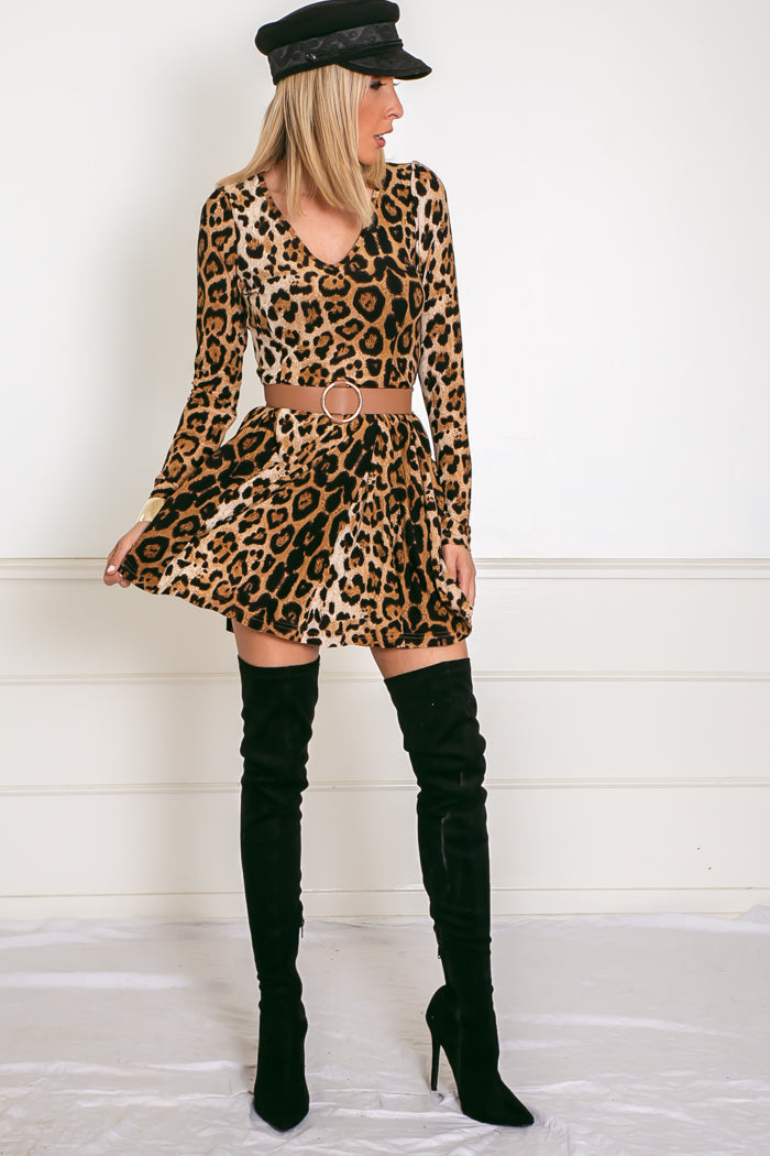 Long Sleeve Leopard Mini Dress