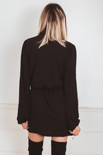 Wrap Long Sleeve Mini Dress with Cutout V-Neck