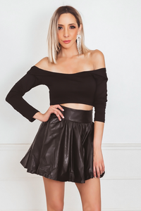 Long Sleeve Crop Tee - Black