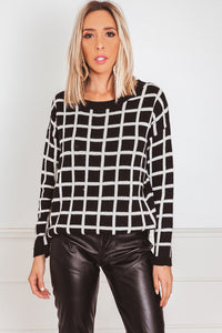 Checkered Knit Sweater