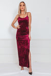 Crushed Velvet Maxi Dress with Slit