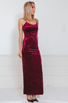 Crushed Velvet Maxi Dress with Slit