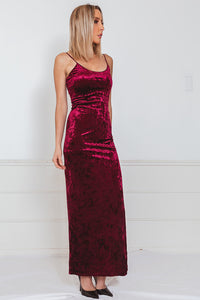 Crushed Velvet Maxi Dress with Slit