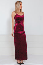 Crushed Velvet Maxi Dress with Slit