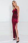 Crushed Velvet Maxi Dress with Slit
