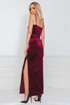 Crushed Velvet Maxi Dress with Slit