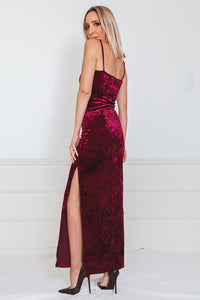 Crushed Velvet Maxi Dress with Slit