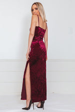 Crushed Velvet Maxi Dress with Slit