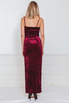 Crushed Velvet Maxi Dress with Slit