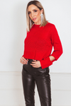 Knit Sweater with Cutout Sleeve Detail - Red