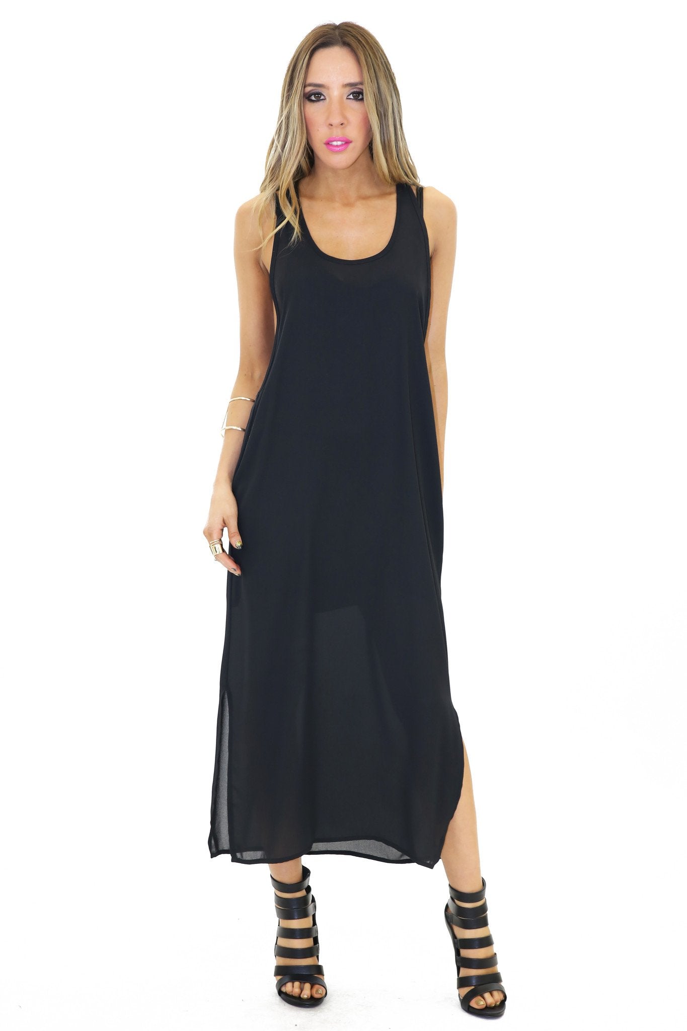 white christmas dresses Azure Flowy Chiffon Front Twist Maxi Dress