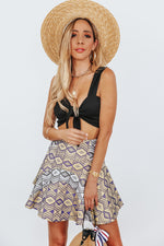 Pattern Flair Mini Skirt - Blue
