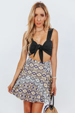 Pattern Flair Mini Skirt - Blue