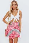 Pattern Flair Mini Skirt - Pink