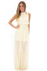 BECKA EMBELLISHED NECK MAXI - Pale Yellow - Haute & Rebellious