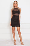 Mesh Contrast Mini Dress - Black