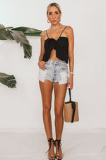 Ruffle Crop Top with Front Tie