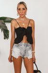 Ruffle Crop Top with Front Tie