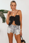 Ruffle Crop Top with Front Tie