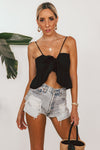 Ruffle Crop Top with Front Tie