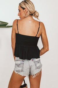 Ruffle Crop Top with Front Tie