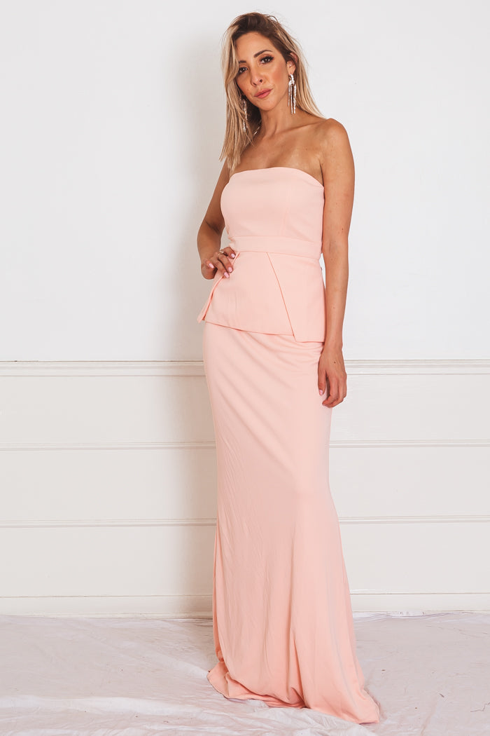 Peplum Sleeveless Maxi Dress - Blush