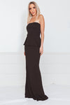 Peplum Sleeveless Maxi Dress - Black