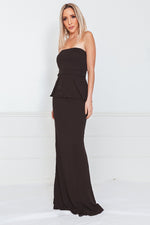 Peplum Sleeveless Maxi Dress - Black