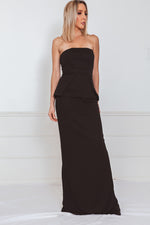 Peplum Sleeveless Maxi Dress - Black