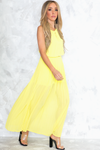 Pleated Slit Flowy Maxi Dress - Haute & Rebellious