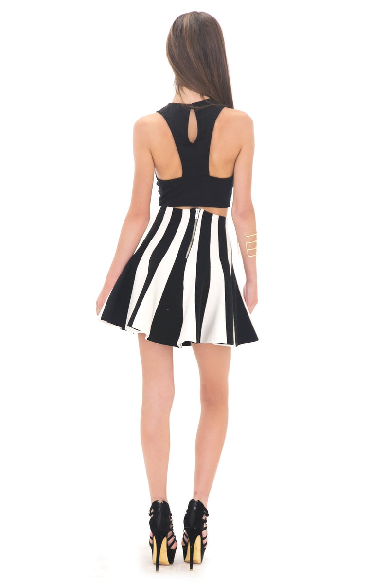 HELIX STRIPED FLARE SKIRT - Haute & Rebellious