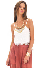 STELLA LACE DETAIL CROP TOP - WHITE - Haute & Rebellious