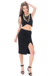 RAQUEL SLIT PENCIL SKIRT - BLACK - Haute & Rebellious