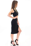 RAQUEL SLIT PENCIL SKIRT - BLACK - Haute & Rebellious