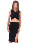 RAQUEL SLIT PENCIL SKIRT - BLACK - Haute & Rebellious